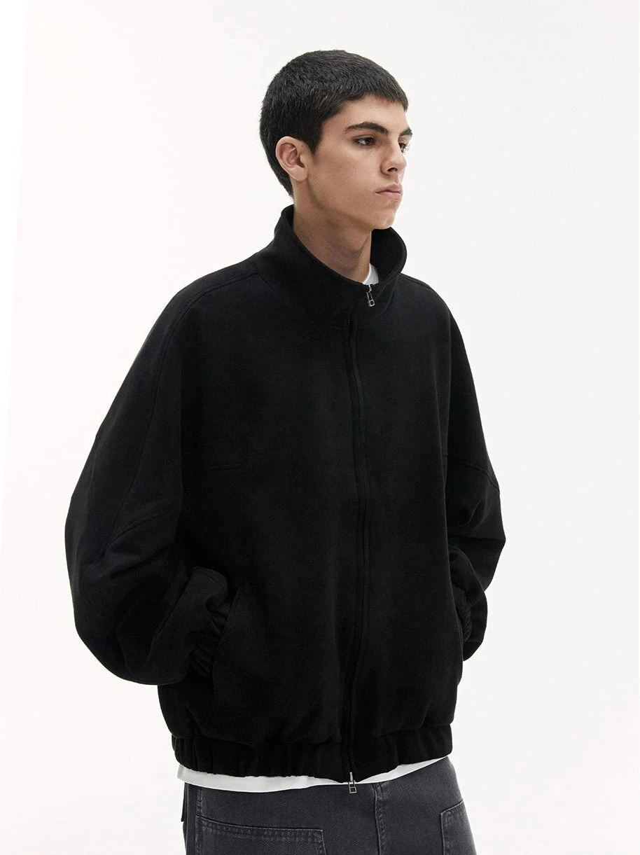 Stand Collar Zip-Up Sweatshirt Jacket With Elastic Hem 11 Stand Collar Zip-Up Sweatshirt Jacket With Elastic Hem - Image 11