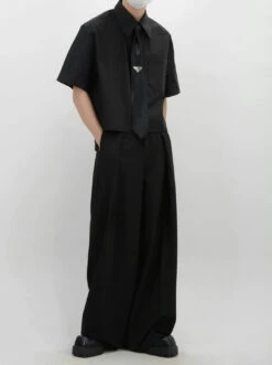 Oversized Short Sleeve Mid-Crop Shirt With Chest Pocket Detail -Modern Wear Shop e5be60ebcfaf547969798b914fe905c0