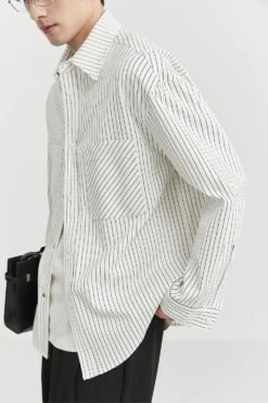 Herringbone Striped Overshirt With Chest Pockets -Modern Wear Shop e5db8dfc0ff3cb8eccae1872bc2ca236