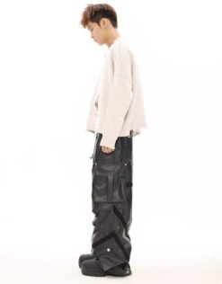 Oversized Cargo Pocket Faux Leather Pants -Modern Wear Shop e5fcc1bbf16269de2d9dd7807ee0a8f6