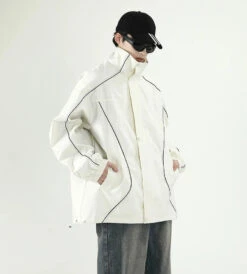 Contrast Piping Oversized Windbreaker Jacket -Modern Wear Shop e61aef8e4fbf9fc0206c3e582b1da455