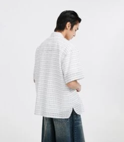 Textured Grid Pattern Short Sleeve Button-Up Shirt -Modern Wear Shop e65c9878182af73a52f03b37707a6ca3