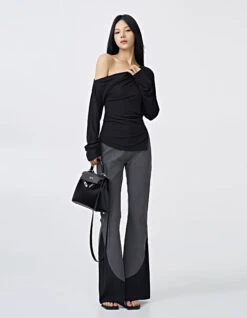 Off-Shoulder Folded Long Sleeve Top -Modern Wear Shop e67fc1bbb033d5d2c38d00a0abda2460