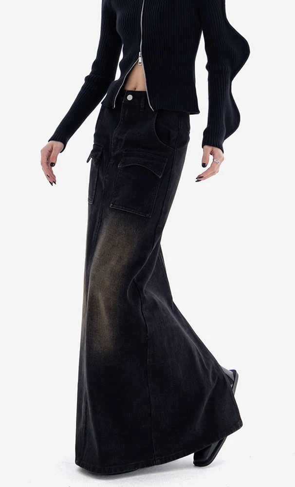 Sandblast Maxi Denim Skirt 1 Sandblast Maxi Denim Skirt