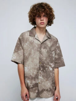 Tie-Dye Short Sleeve Button Shirt With Chest Pocket