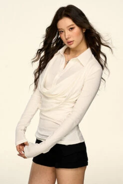 Draped Collar Mock Layered Long Sleeve Top 17 Draped Collar Mock Layered Long Sleeve Top -Modern Wear Shop e71c3d1cdba9fc15367876c148d2c869