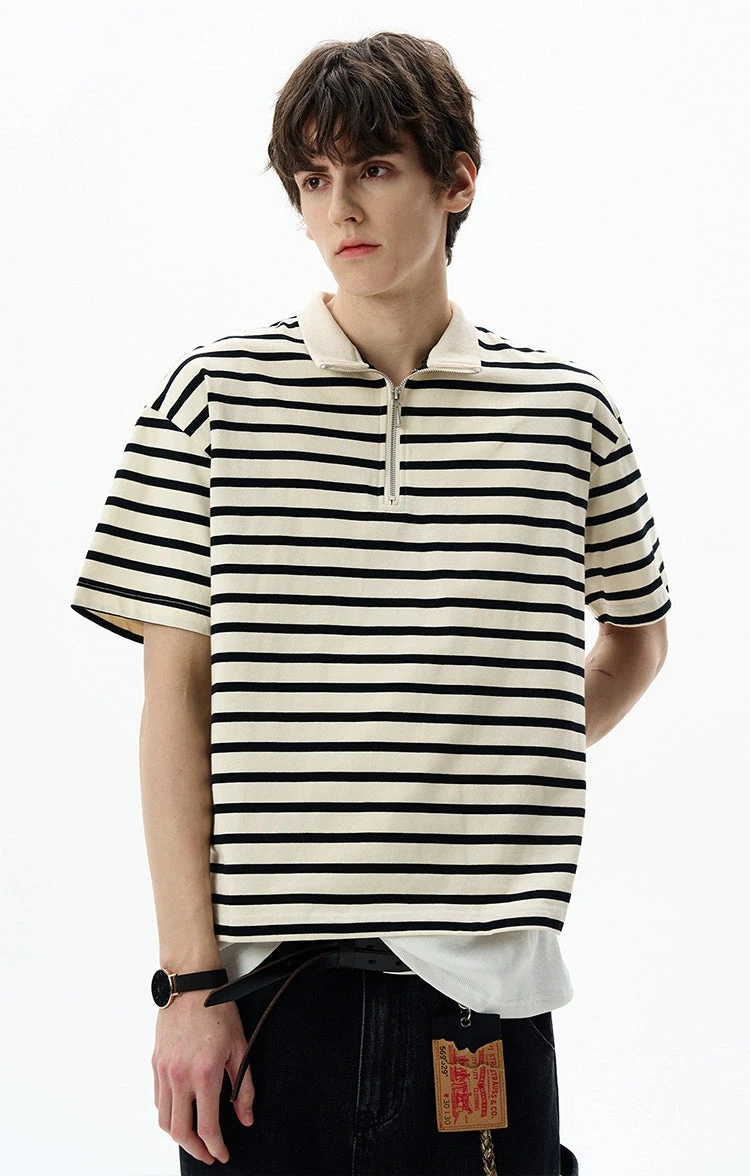 Stripe Half Zip Short Sleeve Shirt 3 Stripe Half Zip Short Sleeve Shirt - Image 3