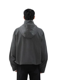 Pinstripe Hooded Zip Jacket With Snap Button Closure -Modern Wear Shop e75d950a8a812c75c5e176bc59fe20da