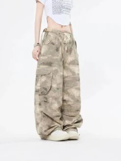 Faded Camo Baggy Cargo Pants With Drawstring -Modern Wear Shop e7995ee644b46a3f44ed3b78379b4eef
