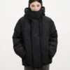 High Collar Hooded Puffer Jacket With Pockets