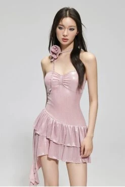 Asymmetric Rosette-Detail Ruffle Skirt One-Piece Swimsuit -Modern Wear Shop e7f1c38c67f42625170407f311896943