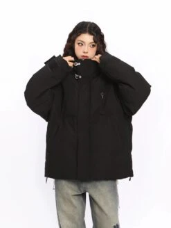 Puffer Jacket With High Collar Buckles Detail -Modern Wear Shop e8630a2c9cf0cd5adc18aeb75a5a663d
