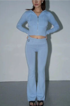 Skinny Ribbed Knit Cropped Hoodie And Lightweight Leggings Co-ord Set -Modern Wear Shop e8c1c14d05b1b226adcdfcad000ca178