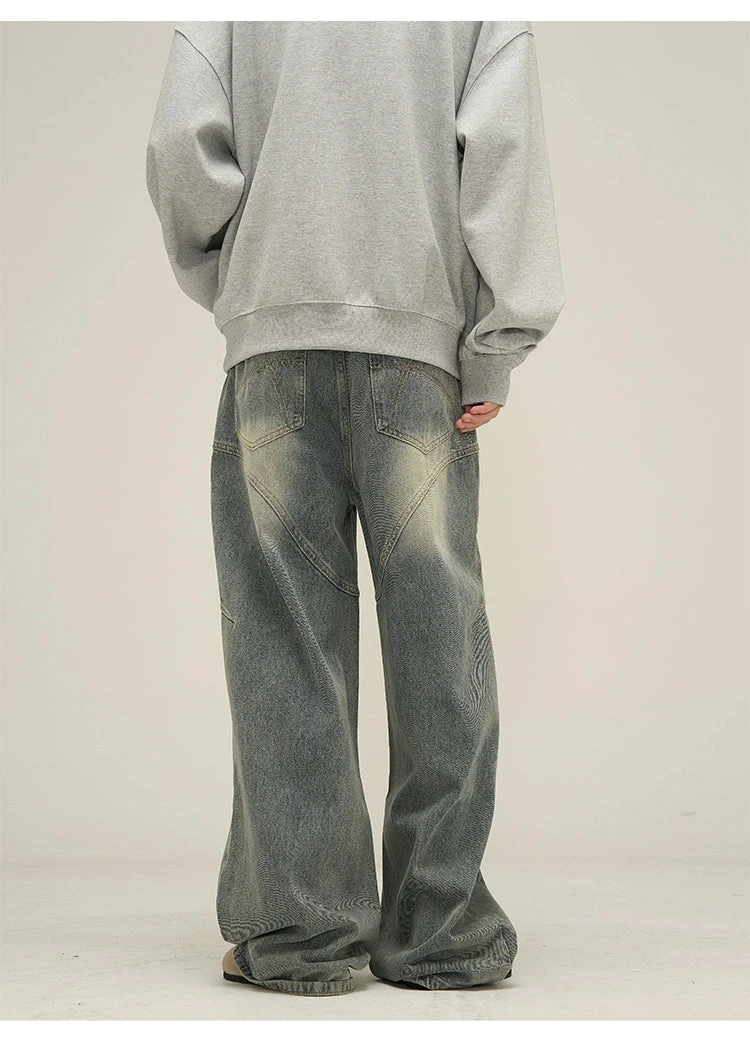 Vintage Sand Wash Wide-Leg Jeans With Stitch Detail 10 Vintage Sand Wash Wide-Leg Jeans With Stitch Detail - Image 10