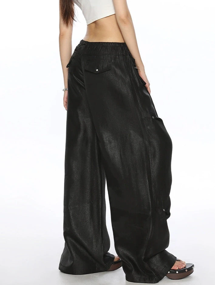 Wide Leg Shimmer Pants With Utility Pockets 11 Wide Leg Shimmer Pants With Utility Pockets - Image 11