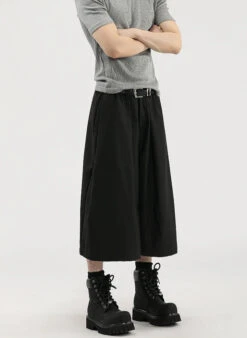 Wide Leg Pleated Bermuda Shorts With Belt Loops -Modern Wear Shop e9417c82ea3414a8cfc2509f04cf5965