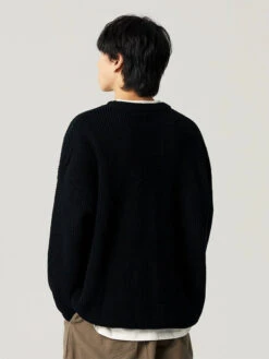 Oversized Crewneck Waffle-Weave Knit Sweater -Modern Wear Shop e9ab6a00a34daf215c63a6d903f8c625