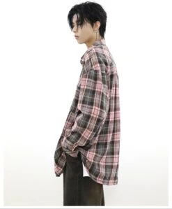 Oversized Plaid Flannel Shirt With Chest Pockets -Modern Wear Shop e9c29fdb4e8bd8dad49b238e61d9ca9b