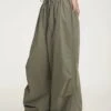 Drawstring Wide-Leg Parachute Jogger Pants