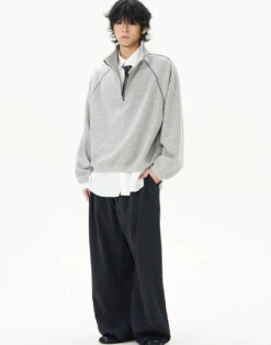 Oversized Contrast-Stitch Quarter Zip Sweatshirt 19 Oversized Contrast-Stitch Quarter Zip Sweatshirt -Modern Wear Shop ea5d321356096313ab475a465f1d9294