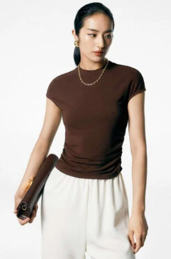 Ruched Side Short Sleeve Baby Tee 26 Ruched Side Short Sleeve Baby Tee -Modern Wear Shop eaa4c746d5ac26dd65f6cdfd2fbe7f5d