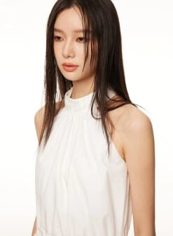 Sleeveless Halter Ruched Neck Gathered Waist Tent Dress -Modern Wear Shop eab5a10139cc8b3203066fe579c03039