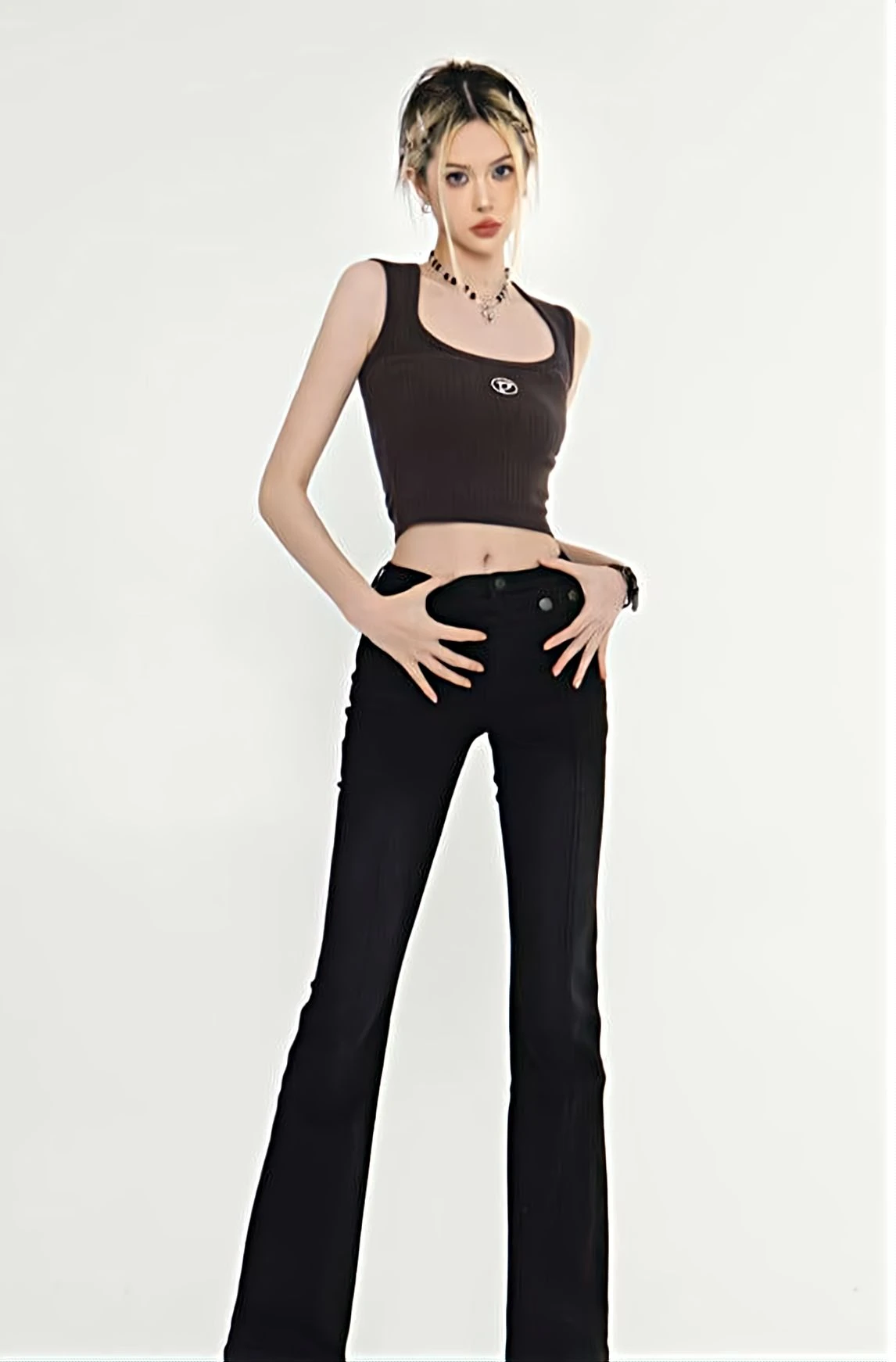 Square Neck Ribbed Sleeveless Cropped Top 6 Square Neck Ribbed Sleeveless Cropped Top - Image 6