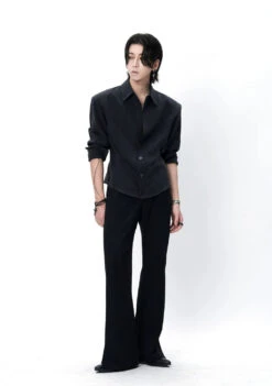 Structured Button-Up Shirt With Cinch Side Detail -Modern Wear Shop eb05e6417ae0fe0129b756a2bee73853