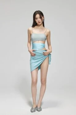 Faux Pearl Strap Shimmer Bandeau Bikini With Side Tie -Modern Wear Shop eb84b2c88edade75c520d69e0c58e090