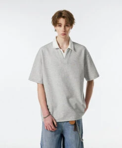 Contrast Collar Short Sleeve Polo Shirt -Modern Wear Shop eba65b5bc355b4ed11e97397e1eb43f4