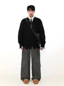 Distressed Ribbed Hem Half Cross Zip Fuzzy Sweater 21 Distressed Ribbed Hem Half Cross Zip Fuzzy Sweater -Modern Wear Shop eba9bea90b7b2e42165e0ab25bc0852f