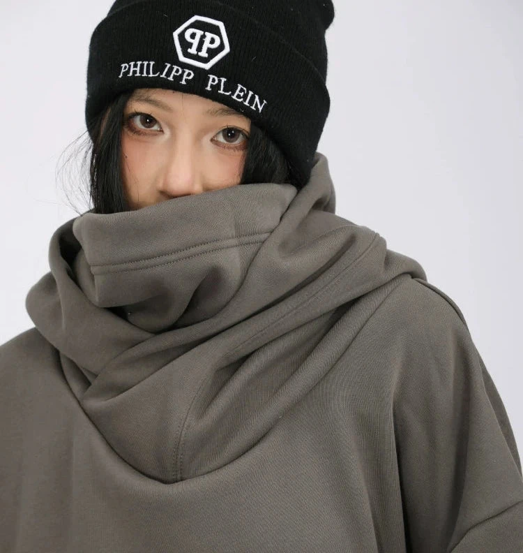 Oversized Drop Shoulder Layered Funnel-Neck Hoodie 4 Oversized Drop Shoulder Layered Funnel-Neck Hoodie - Image 4