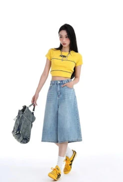Denim Wide-Leg Culotte Capri Flare Shorts -Modern Wear Shop ec2e98c6d9beefcd8d1abc27f4e091aa