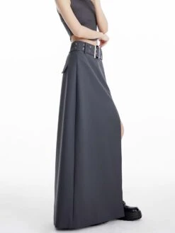 High Slit Maxi Skirt With Belt -Modern Wear Shop ec52a06804059145533f78ba73824773
