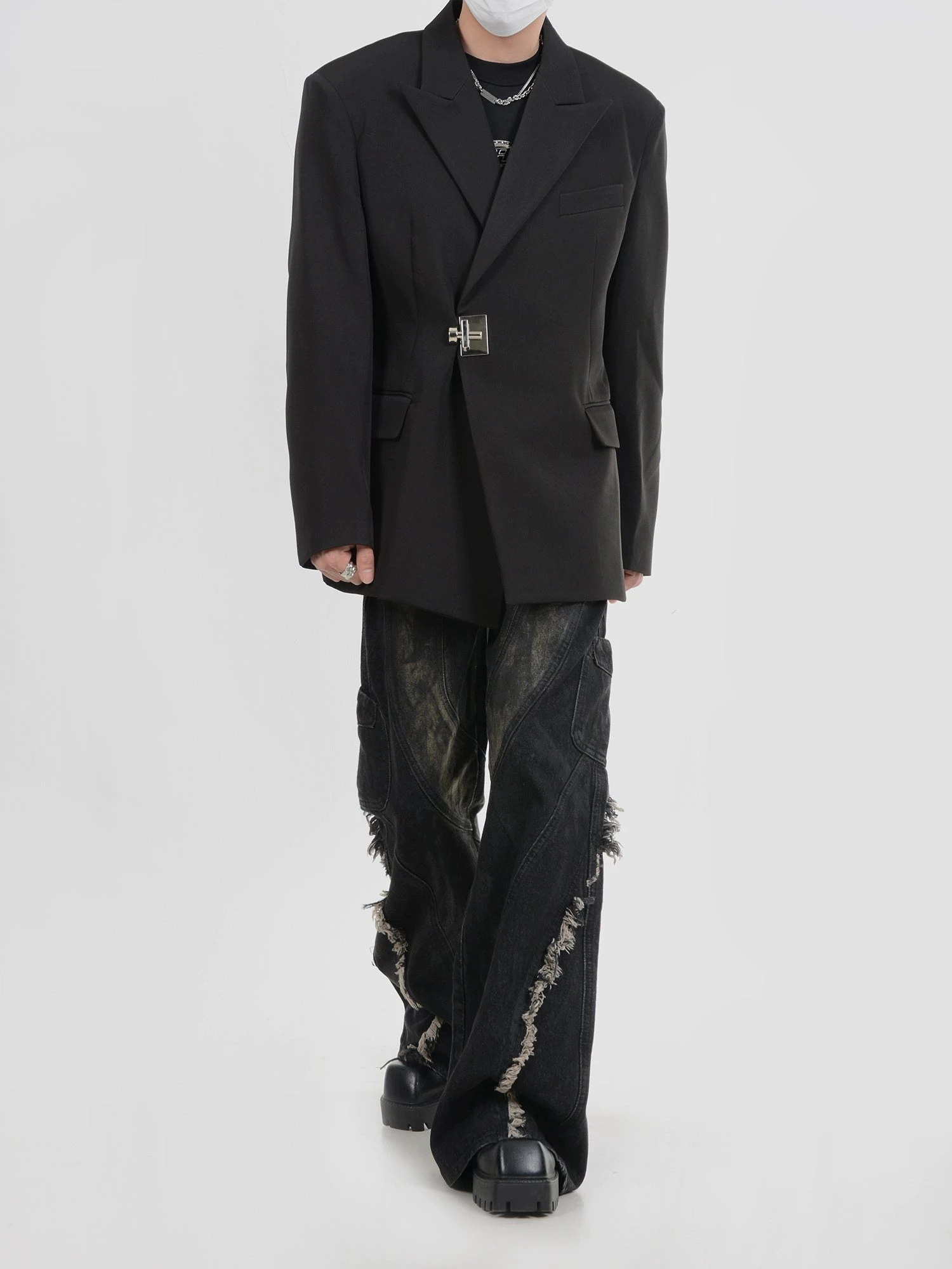 Buckle Detail Oversized Blazer Jacket 5 Buckle Detail Oversized Blazer Jacket - Image 5