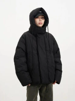 High Collar Hooded Puffer Jacket With Pockets -Modern Wear Shop ec7bdd7e97f7c71295c01b3b780eb2c7
