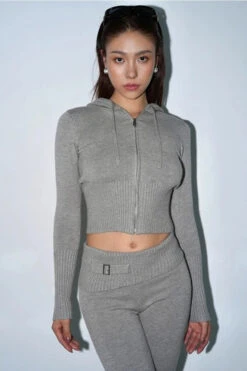 Skinny Ribbed Knit Cropped Hoodie And Lightweight Leggings Co-ord Set -Modern Wear Shop ecd09c6614fe75f7cdc9264aff89b839