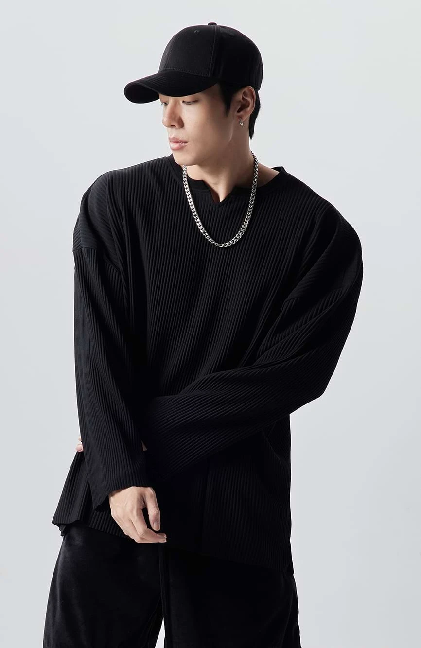 Oversized Ribbed Long Sleeve Shirt 8 Oversized Ribbed Long Sleeve Shirt - Image 8