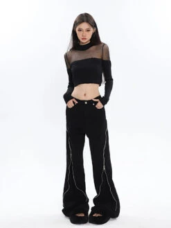 Zippered Split Semi-Flare Pants -Modern Wear Shop ed2565440f5a7b106b0b1fe314e2ffc5