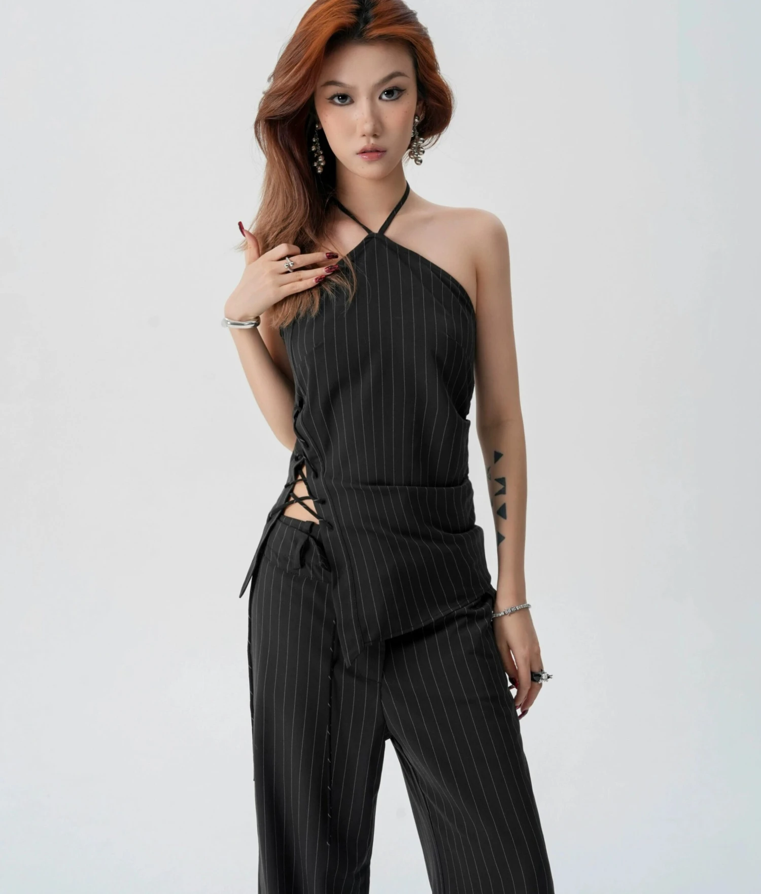 Striped Halter Top And Wide Leg Pants Set 6 Striped Halter Top And Wide Leg Pants Set - Image 6