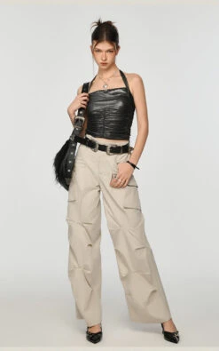 Metallic Ruched Halter Neck Crop Top -Modern Wear Shop ed48541d7f59dbb3b750f23adcdcebe6