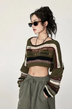 Oversized Striped Crochet Knit Sweater -Modern Wear Shop edd684ead348e4ef6f67cff7f137a7bb