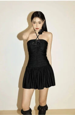 Rosette Detail Ruched Skirted One-Piece Swimdress -Modern Wear Shop eddcd88ee2af7647cc8c49d2d12aecf0