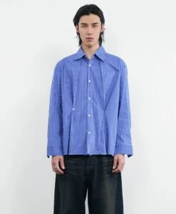 Gingham Long Sleeve Shirt With Pleat Details