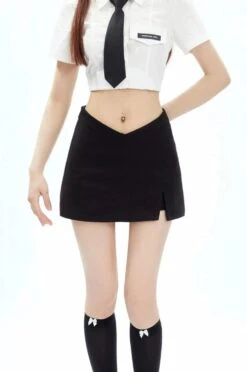 Asymmetric V-Cut Mini Skirt With Side Slit 28 Asymmetric V-Cut Mini Skirt With Side Slit -Modern Wear Shop ee35b307d642258cc35f3d9b76a689ff