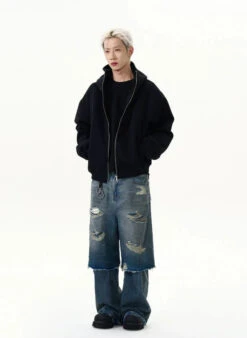 Oversized Zip-Up Zip-Through Hoodie Jacket -Modern Wear Shop ee444326b478d6945bc028d1c00e51bd