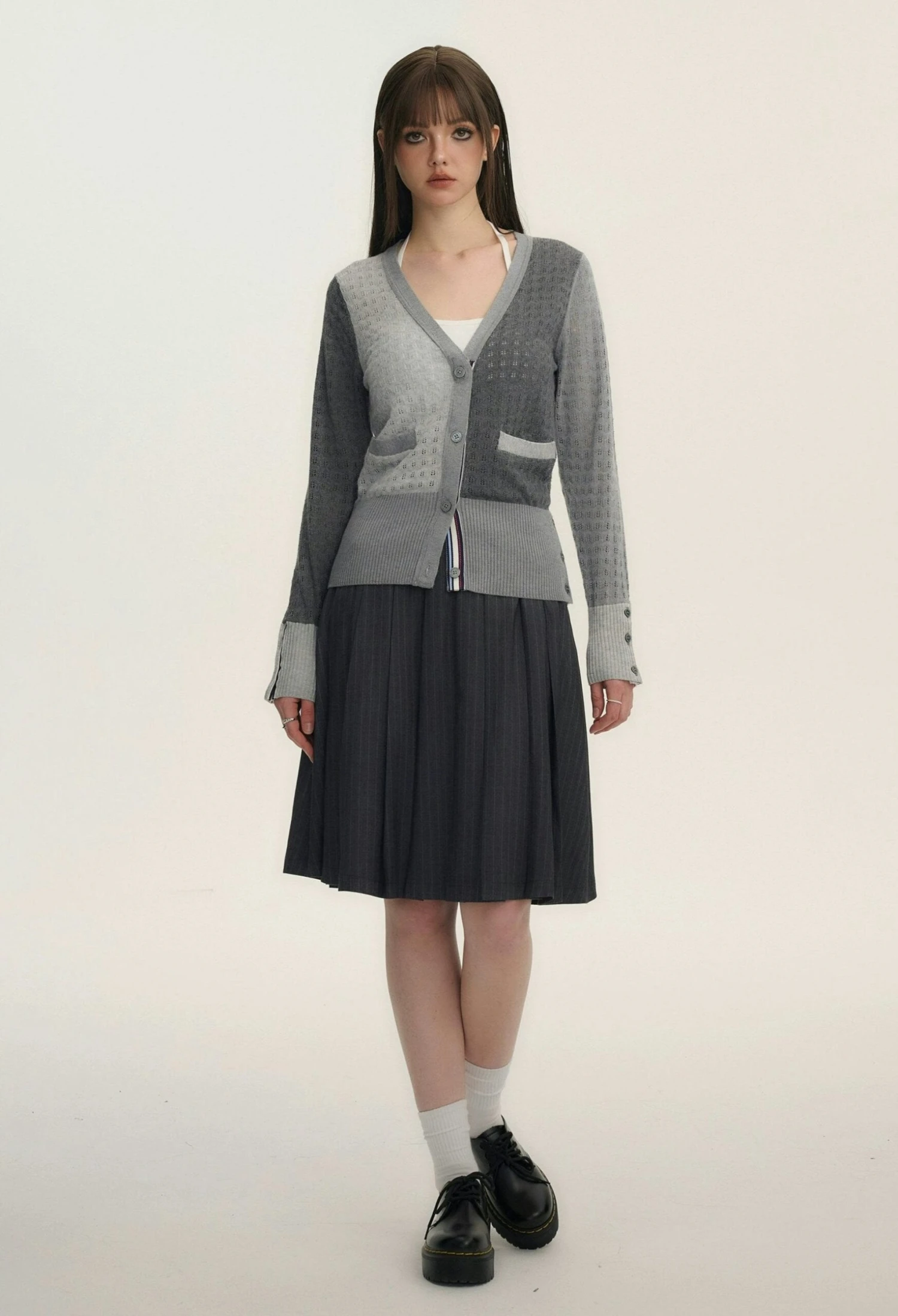 Pinstripe Pleated Short-Midi Skirt 7 Pinstripe Pleated Short-Midi Skirt - Image 7