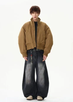 Ribbed Collar Cropped Bomber Flight Jacket -Modern Wear Shop eeef15b7e795cfe7a5475a44a1012409