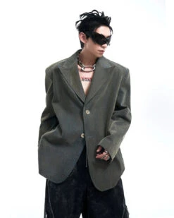 Vintage Wash Fossil Spine Pattern Blazer -Modern Wear Shop ef47dd2b49446fa0601fead6d488de11