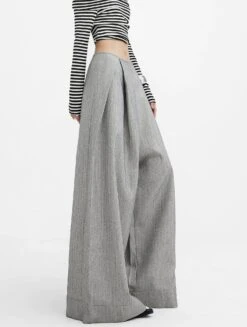 Wide-Leg High Waist Panel-Pleat Palazzo Trousers -Modern Wear Shop ef59f403c2ab895674bf79f9493d9c60